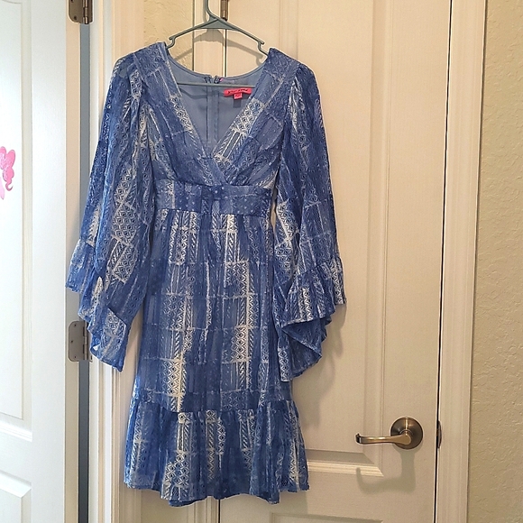 Betsey Johnson Empire Waist Bell Sleeve   Boho Dress - 6 S/M - Picture 6 of 12